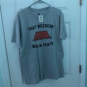 Brand new gray medium graphic t-shirt with tags